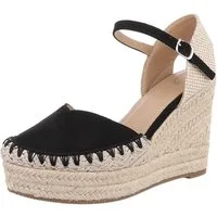 Ital-Design Damen Keilabsatz-Sandalen mit Jute-Detail Plateaupumps (89368763) Keilabsatz/Wedge Keilsandaletten in Schwarz