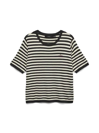 VERO MODA - VMCARMELIA NEW SS O-NECK PULLOVER Black - Gr. - S
