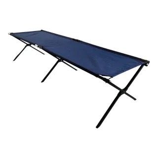 Profi-Feldbett | FWS-BASIC | 197 x 62 x 42 cm | Dunkelblau | Stahl | schwerbelastbar 140 kg | kompaktes Packmaß | robust | stabil | Einsatzbett