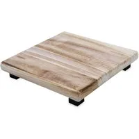 Spetebo Blumenhocker Holz eckig mit schwarzen Füßen (natur, 1 St., Deko Podest), Mini Pflanzenhocker auf 4 Füßen