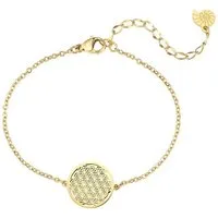 Hey Happiness Armband Edelstahl Blume des Lebens Damen 18K Gold Roségold, Armkette Anhänger Lebensblume rund, wasserfest