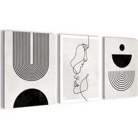 Novart Wandbild Set Wohnzimmer Abstrakte Kunst Schwarz Weiß Gesicht