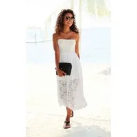 LASCANA 2-in-1-Kleid aus geblümter Spitze, auch als Maxirock tragbar verspieltes Sommerkleid, Spitzenkleid, Bandeaukleid, Spitzenrock