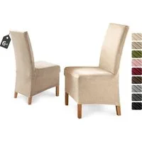 Beautex Stuhlhusse Eva Stuhlhussen Lang, Samt Stuhlbezug, elastische Stretch Husse