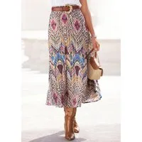 LASCANA Plisseerock aus leichter Chiffonware mit Ethnodruck sommerlicher Midirock, modischer Faltenrock, eleganter Sommerrock