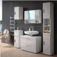Vicco Badmöbel-Set Irma, Weiß Hochglanz, 5 Teile, (5-St., 5er Set)
