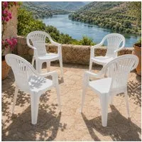 Progarden Gartenstuhl Kunststoff Weiß 4 er Set (Set, 4 St), UV-Beständig, Robust, Wetterfest, Made in Italy, Hochwertig