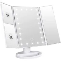 Intirilife LED-Lichtspiegel (Schminkspiegel mit LED in Weiß, 1-St), Schminkspiegel mit LED Beleuchtung Kosmetikspiegel Makeup Spiegel