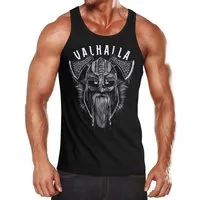 Neverless Tanktop Herren Tank-Top Aufdruck Valhalla Wikinger Helm Viking Odin Krieger Muskelshirt Muscle Shirt Neverless® mit Print