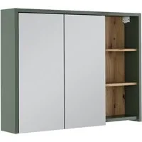Vicco Badezimmerspiegelschrank Viola, Grün/Artisan, 100 x 75 cm mit offenen Regalen (1-St)