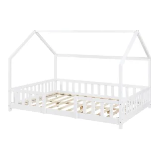 [en.casa] Hausbett, Weiß, Holz, Kiefer, 120x200 cm, Kinder- & Jugendzimmer, Kindermöbel, Kinderbetten, Hausbetten