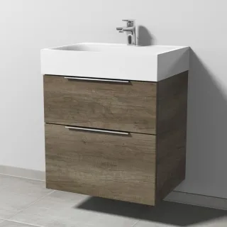 Sanipa 3way Waschtischunterbau zu Kaldewei Silenio Waschtisch mit 2 Auszügen, Eiche-Nebraska UM45537