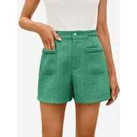 Imily Bela Shorts Damen Tweed Sommershorts mit hohem Bund (Packung, 1-tlg., 1per-Pack) mit Vordertaschen
