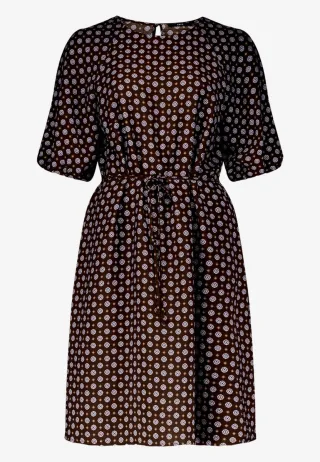 zero - Kleid mit Ballonärmeln blau/braun - Gr. - 34