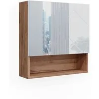 Vicco Badezimmerspiegelschrank Irma, Eiche/Weiß Hochglanz, 54 x 55 cm (1-St)
