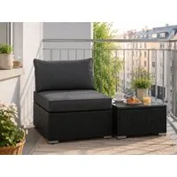 MeXo Gartenlounge-Set modulares Poly-Rattan Lounge-Set, (Lounge-Sitzmodul mit Glas-Beistelltisch, 10 cm Polster, Balkonmöbel wetterfest, UV-beständig), kleines Gartenmöbel-Set für Balkon & Terrasse