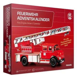Franzis | Feuerwehr Adventskalender 2025 | Modellbausatz | historische Drehleiter | Mercedes Benz Rundhauber