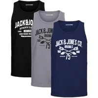 Jack & Jones Tanktop Bequemes Slimfit Shirt mit Printdruck (3er-Pack) mit Print
