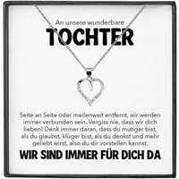 22Feels Schmuckset An Meine Tochter Geschenk von Mama Papa Mädchen Frauen Herz Halskette (inkl. Geschenktasche, Karte(n), Poliertuch, Beutel), Silber 925/000, Karte Made In Germany