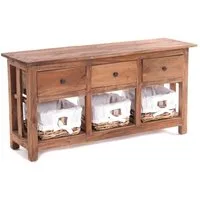 DESIGN DELIGHTS Kommode KOMMODE RANTAN, 98 cm, Massivholz, Sideboard mit Körben