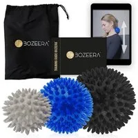 BOZEERA Massageball Igelball 3x Set Rücken, Beine, Füß - 1x Hart und 2x Medium, Stachelball Massage Rücken, Beine, Füß, Inkl. GRATIS Video, Booklet & Tasche – Massagebälle Set