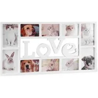 BlingBin Bilderrahmen Collage LOVE, Fotorahmen 10 Bilder, Wandgalerie für Fotocollagen, für 10 Bilder (1 Stück, 1 St), 37,5 x 73,5 x 2 cm, Bilderrahmen Sechs 4x6, Vier 5x7 für Familienfotos, Urkundenanzeige