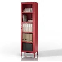 Jan Nowak Vitrine LUIGI Vitrine Schmal Glas Metall 50x180x35cm 4 Regale Sparkling (Stahl 0,6mm, 4 Regale 30kg, Hartglas, Wandmontage möglich) Brilliance Beine regulierbar Wohnzimmer Salon