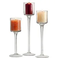 relaxdays Kerzenständer Kerzenhalter Glas 3-tlg. Set
