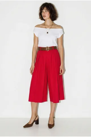 Hochtaillierte Weite Falten-Culottes