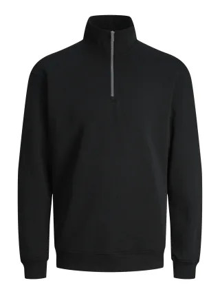 JACK&JONES - JJEBRADLEY SWEAT HALF ZIP NOOS black - Gr. - XS