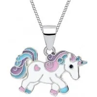 Goldene Hufeisen Kette mit Anhänger Einhorn Anhänger mit Kette aus 925 Sterling Silber mit Emaille Pferd (2-tlg, inkl. Etui), Rhodiniert