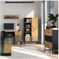 Lomadox Jugendzimmer-Set CASPER-131, (Sparset, 4-tlg), mit Schreibtisch in schwarz/Eiche/sandfarben