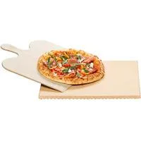 Pizzastein / Brotbackstein-Set PS 16 beige, 35 x 35cm, mit Holzschaufel