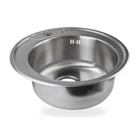 Stabilo Sanitär Edelstahlspüle Einbauspülbecken Chrom rund aus Edelstahl mit Ablauf-Stopp und Siphon, 49/49 cm, (Komplett-Set, komplettem Siphon inkl. Befestigungsmaterial), mit Siphon