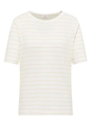 CECIL - T-Shirt mit Boatneck und Streifen vanilla white - Gr. - L