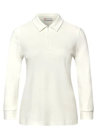 Street One - Poloshirt mit Zipper weiß - Gr. - 44