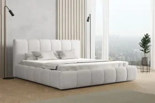 Polsterbett Doppelbett GIULIA 200x200cm Stoff Freya Altweiß
