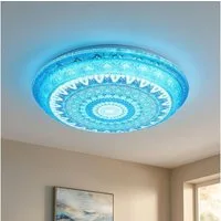 GLOBO LIGHTING LED Deckenleuchte, LED-Leuchtmittel fest verbaut, Kaltweiß, Warmweiß, Neutralweiß, Tageslichtweiß, Farbwechsel, Deckenleuchte Deckenlampe Wohnzimmerleuchte LED CCT blau antik weiß