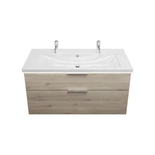 Burgbad Keramik Waschtisch-Set Eqio Eiche Dekor Flanelle/Alpinweiss, SEZB123F2632C0001 SEZB123F2632C0001