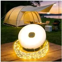 OZAVO LED-Lichterkette Camping Lichterkette Aufrollbar 3 in 1 LED-Lichterkette, 100-flammig, 3 Beleuchtungsmodi für Camping, Zelt,Hof und Häuser (10M)