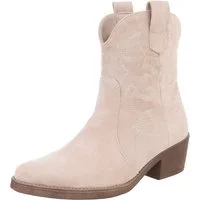 Ital-Design Elegante Cowboy-Stiefel aus Kunstleder mit Blockabsatz Westernstiefelette (77747553) Blockabsatz Stiefeletten in Beige