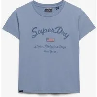 Superdry Print-Shirt ATH ESS FITTED GRAPHIC TEE aus Baumwolle und Single Jersey, Slim Fit, mit Rundhalsausschnitt