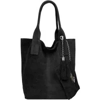 Caspar Schultertasche große Wildleder Shopper Damen Tasche - CLASSIC LINE - Modell No.828, 100% italienisches Leder - mit stylischer Metallkette & Zusatztasche