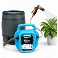 Onbest Wasserpumpe Akku Gartenpumpe selbstansaugend inklusive Gartenbrause, Druckschalter, Schnellkupplung, 12V, 8bar, 50-90W, 80m, 7-12 l/min