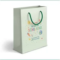 itenga Tragetasche itenga Geschenktüte mit Kordel - Endlich Schulkind MINT - Motiv HURRA