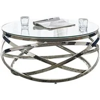 SalesFever Couchtisch mit Design-Gestell in Stainless Steel für stilvolles Wohnen, Gestell gefertigt aus rostfreiem Edelstahl