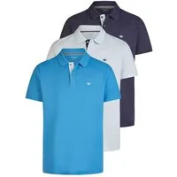 TOM TAILOR Poloshirt Herren Poloshirt 3er-Set Regular Fit (Vorteilspack, 3-tlg) aus 100% Baumwolle