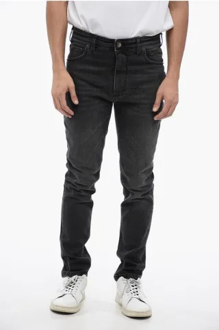Skinny Fit NICK Stone Washed Denims 14 cm in Schwarz