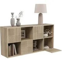 FUROKOY Bücherregal Bücherschrank mit 4 Türen 8 Fächern, für Arbeitszimmer Schlafzimmer Wohnzimmer, 125 x 30 x 60 cm
