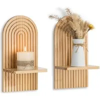 Zaewry Wandregal Holz Boho Wanddeko: Holz Wand Deko Kinderzimmer Wand Regale, 2-tlg., Klein Pflanzregal für Wohnzimmer Schlafzimmer